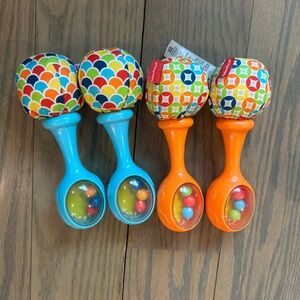 Fisher-Price Orange & Blue Patterned Baby Rattle Pair
